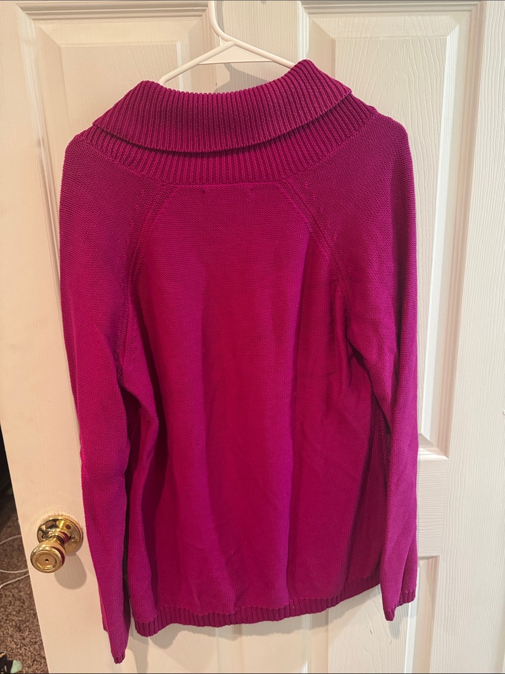 Coldwater Creek Women's Bright Fuchsia Cable Turtleneck Sweater - Picture 2 of 4